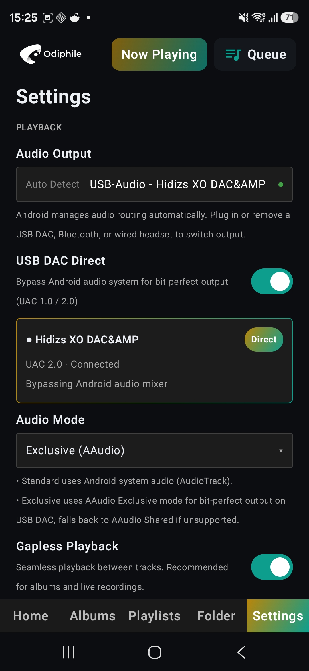 Odiphile audio quality indicators — Hi-Res, DSD, CD color badges